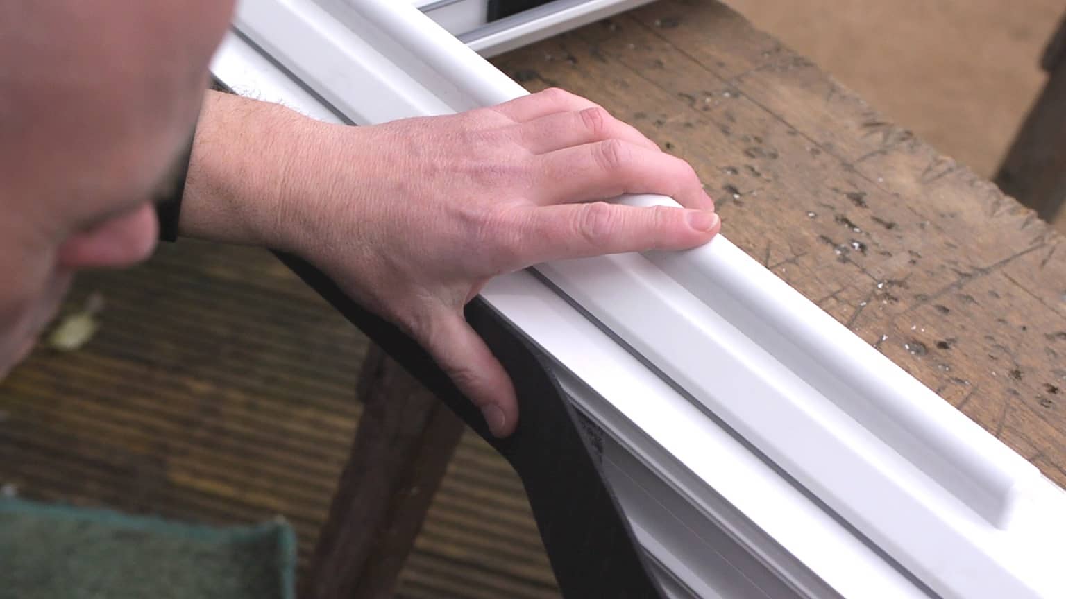 Installing fitting upvc window with Trufit installation tape